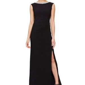 Alex Evenings Black Rhinestone Embellished Neck Dress
